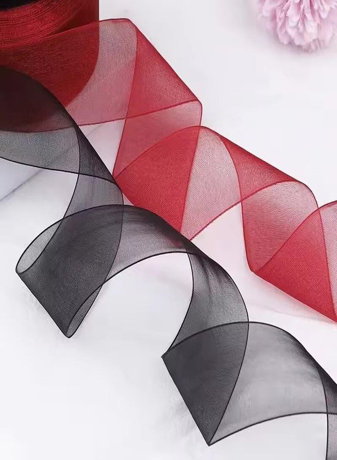 Rinpoche Nylon School Hair Girls Ribbon Hair Lace & Accessories Party Decorating Crafting Transparent for Women's and Girl's (Red) - Image 3